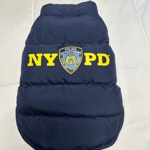 Blue Quilted Dog Jacket with NYPD Logo